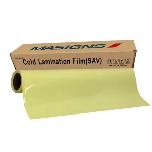 Glossy PVC Self Adhesive Cold Lamination Film Yellow Liner Water Resistant UV Resistant LAM 100 Manufacturer Direct