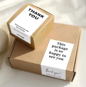 Glossy Paper Thank You Gift Box with Self-adhesive Rectangular Sealing Label for Airplane Boxes