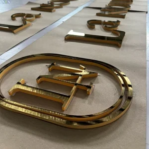 Gold Acrylic Letters Signage Metal Logo Stainless Steel Mirror Decorative Electronic Signage for Company Storefront Signage