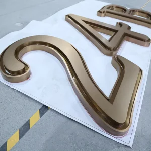 Gold Brushed Stainless Steel Letters Metal Logo Outdoor Building Sign Custom 3D Channel Letter Signage for Business