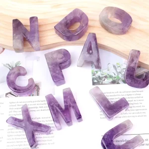 Gold Factory Hand Carved Natural Crystal Amethyst Letter Unique Gift Idea for Crystal Crafts