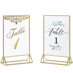 Gold Frames Table Numbers Wedding Clear Acrylic Table Sign Restaurant Menu Holder Double Sided Display Stand