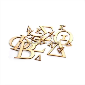 Gold Painted Laser Cut Carved Wood Alphabet Letters Folk Art Style DIY Crafts for Tissue Box Basswood Wooden Letters
