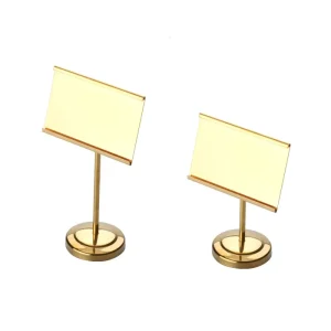 Gold Tabletop Restaurant Name Sign Display Racks Holder Table Card Plate Stand