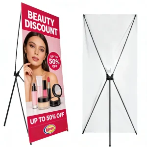 Good Quality Steel Base X Banner Stand with 60x160cm and 80x180cm Sizes Weatherproof and Custom Colors