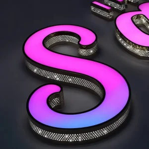 Gradient Iridescent Acrylic LED Letters Side Punched Holes Perforated Sign for Business Outdoor Indoor