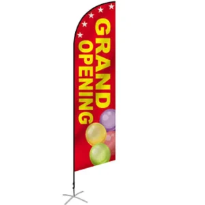 Grand Open Day Promotion Banner Pennant Fiberglass Digital Print Cloth Sublimation Shop Poster Feather Flag Waterproof Durable