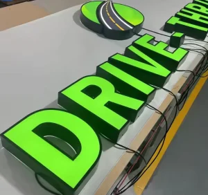 Green Acrylic Illuminated Letter Signboard Outdoor Business Letter Sign 3D Logo