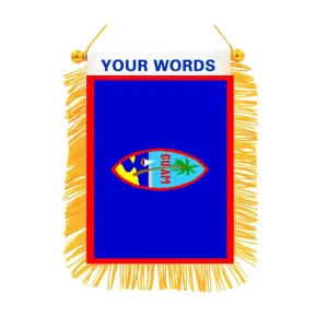 Guam Mini Banner 6” X 4” Digital Printed Guamanian Pennant 15 X 10 cm 4×6 Inch Suction Cup Hanger for Automotive Use