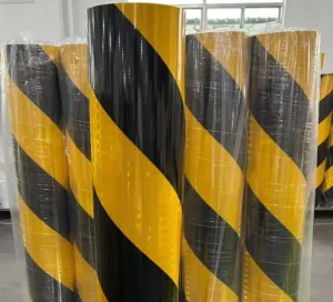 Guangan Qingdao Reflective Film Yellow Black Twill Red White Pole Aluminum-based Traffic Warning Post Sticker Anti-collision