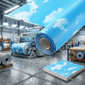 Gypsum Ceiling PVC Film Roll Colorful Embossed Surface Waterproof Modern Hotel Use Decorative Ceiling Tiles Factory