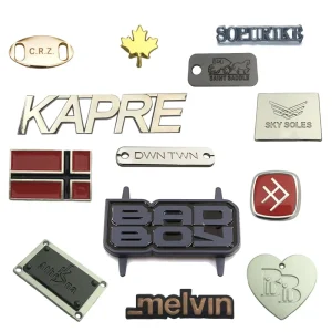 HIGH QUALITY Clothing Metal Labels Trademark Logo Letter Hand Sewn Hardware Letter Label Clothing Logo Trademark