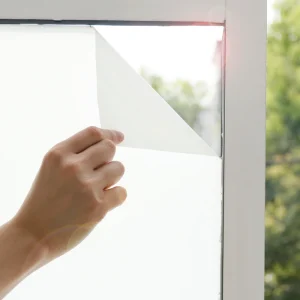 HOHOFILM Milky White Frosted Window Film Privacy With Glue Glass Sticker for Bathroom Glass Film Decorative 1.52*30m