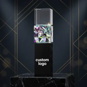 HONOR Premium K9 Crystal Trophy with Black Base for Corporate Annual Ceremony Customized logo Engraved Trophies and Awards