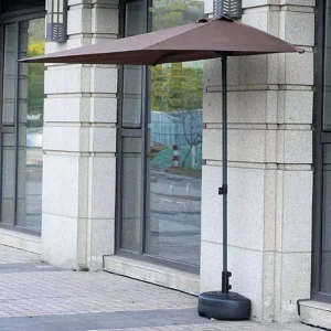 Half Round Garden Parasol Outdoor Umbrella With Crank