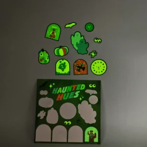 Halloween Glow Durable Eco Friendly Sticker Set Self Adhesive Fluorescent Waterproof Labels for Kids Trick or Treat Candle Craft