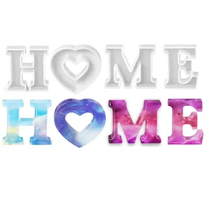 Hand Resin Silicone Craft Making English Alphabet Home Love Letter Art Kit with 4 Piece Food Grade Non Toxic Eco Friendly Molds