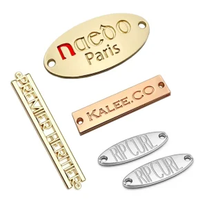 Hand Sewing Clothing Metal Collar Chain Garment Labels Hanging Tag Zinc Alloy Die Cast Laser Cut Eco Friendly Hollow Letter