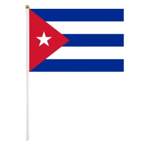 Hand Waving Cuba National Flag 14x21CM Polyester Custom Printed Handheld Flag for Parade Celebration Sports Event Anti Wrinkle
