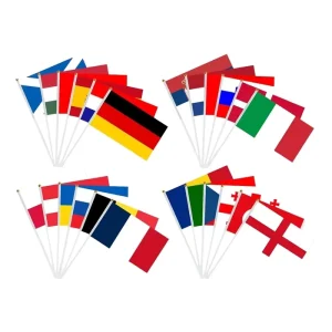 Hand Waving National Flag 14x21CM Polyester Custom Printed Handheld Flag for Parade Celebration Sports Event