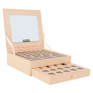 Handmade Magnetic Cardboard Pink Jewelry Makeup Eyelash Set Organizer Cosmetics Double Square Rigid Box Light Mirror