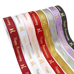 Happy Anniversary Ribbon Polyester Ribbon Gift Accessories and Flower Packaging Support Customization Ribbons for Gift Wrap