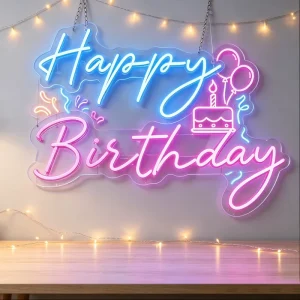 Happy Birthday Decor Custom Party Illuminated Neon Flex Light Sign Name Wall Signs Custom Wedding Valentine Gift LED Neon Signs