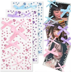 Heart Bow Face Gems Glitter Gem Stickers Face Jewels for Women Gems Self Adhesive Rhinestone Stickers DIY Scrapbook Decorations