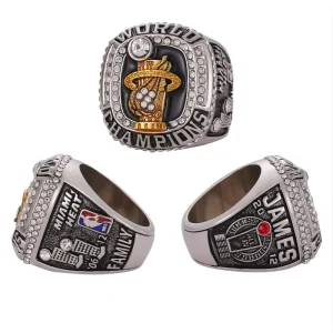 Heat James Lebron Miami Sporty Gemstone Championship Customizable Alloy Silver Plated Ring