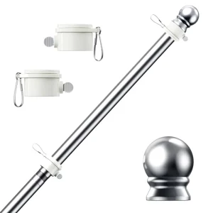 Heavy Duty 6 Feet Stainless Steel Garden Flag Pole Kit with Stand for Outdoor Yard Display Accessories for Outdoor Activities