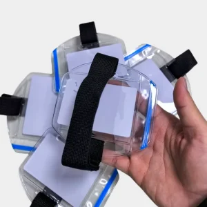 Heavy Duty Adjustable Soft PVC Armband Badge Holders with Strap Slip Resistant Customizable Size Blue Zipper for Sports