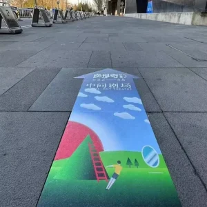 Heavy Duty Outdoor Asphalt Floor Sticker Custom Printed Aluminum Foil Decal for Rough Road Surface