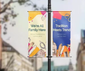 Heavy-Duty Street Pole Flag Eco-Friendly Weatherproof Lamp Post Banner for Outdoor Business Advertising