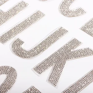 Height 7.5cm Iron on Crystal Color Rhinestone Motif Letter Patches for Garments