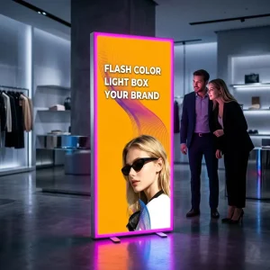 High Brightness Flash Color Light Box 100x250cm Aluminum and Plastic Rolling Display with 8 Color Changing LED Frame