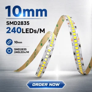High Density Copper LED Strip 240LEDs M SMD2835 10mm DC24V Flexible LED Light for Commercial Architectural Lighting Dimmable