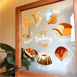High End Eco Friendly Static Cling Glass Stickers for Coffee & Bakery Shops Adhesive Free Window Posters & Decorative Decals
