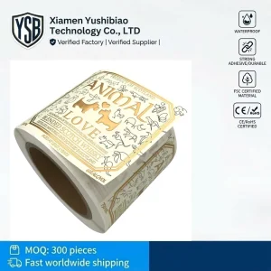 High End Raised Texture Synthetic Paper Holographic Durable Liquor Labels Embossed Gold Foil Stamping Spot UV Wine Whisky