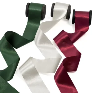 High Quality 100% Polyester Satin Ribbon Soft Silk like Sparkle 4 cm Width Logo Printed Satin Fabric Ribbon