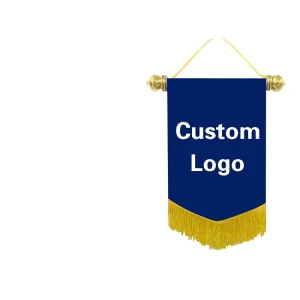 High Quality 20x30cm Custom Mini Pennant Hanging Banner Flag Full Color Digital Printing Satin Aluminum Logo for Sports