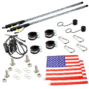 High Quality 3ft 4ft 5ft 6ft Waterproof Flexible Spiral RGB Road Car Whip Antenna Lights Flag Pole Light for ATV UTV SUV