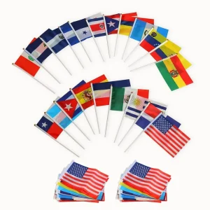 High Quality Activities Double Sided Printed Promotional All Country Small Mini Hand Flag With Plastic Pole