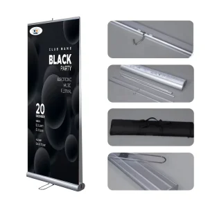 High Quality Aluminum Roll up Banner Stand and Roll up Banner Silver Advertising Pull up Banner Stand for Business Display Racks