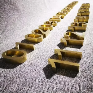 High Quality Brushed 3D Metal Letter Sign Electroplate Gold 3D Laser Cut Metal Letters