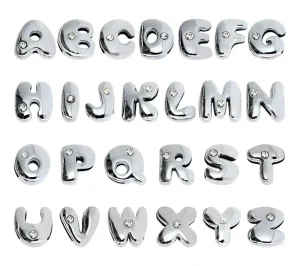 High Quality Classic Metal Zinc Alloy 3D Cute Bezel Setting Crystal Rhinestone Slide Letter