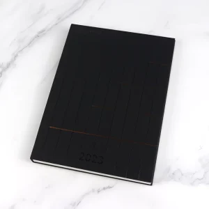 High Quality Custom A4 Hardcover Black Planner with Soft Touch Matte Lamination Business Meeting Journal Notebook Printing