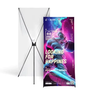 High Quality Custom Logo Printed Portable X Banner Stand Adjustable X Stand Banner for Trade Show Promotion