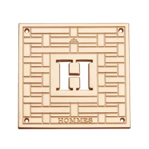 High Quality Custom Metal Name Labels Luxury Gold Plate Square Furniture Logos Hollowed Stick on Machine Tag