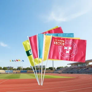 High Quality Custom Polyester Handheld Flag Supporter Waving Digital Printing for Automotive Insurance Education Travel Agency