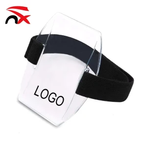 High Quality Custom clear Badge Holder Plastic Work Id Armband Card Holder for Promotional Gift